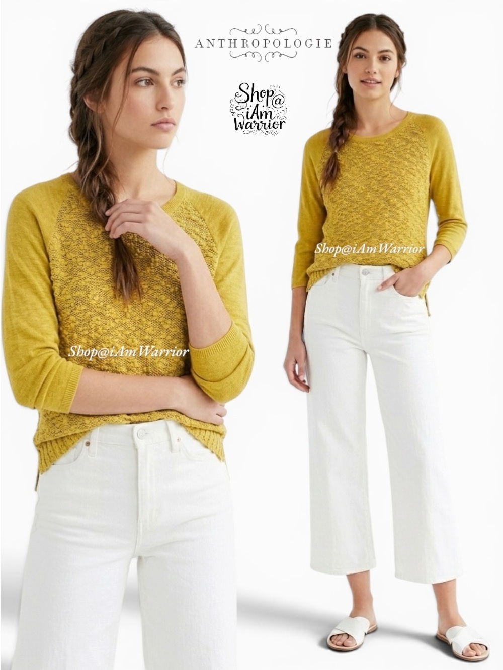 Anthropologie Little Yellow Bird citron textured pullover *shop@iamwarrior